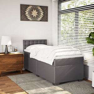Κρεβάτι Boxspring με Στρώμα Γκρι 80 x 200 εκ. Συνθετικό Δέρμα - Pakobazaar