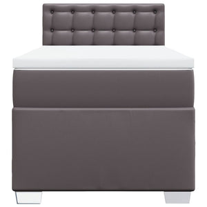 Κρεβάτι Boxspring με Στρώμα Γκρι 80 x 200 εκ. Συνθετικό Δέρμα - Pakobazaar