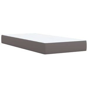 Κρεβάτι Boxspring με Στρώμα Γκρι 80 x 200 εκ. Συνθετικό Δέρμα - Pakobazaar