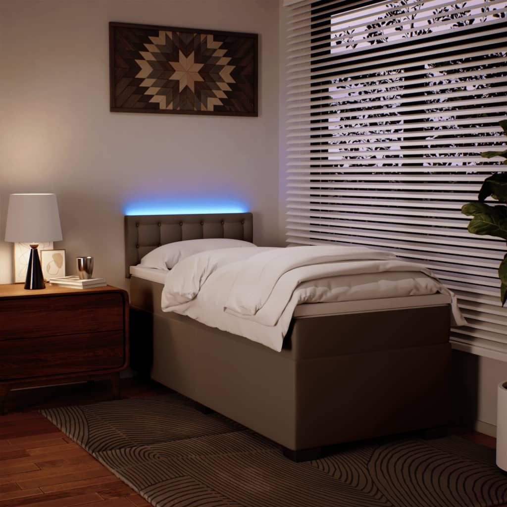 Κρεβάτι Boxspring με Στρώμα Καπουτσίνο 80x200 εκ. Συνθ. Δέρμα - Pakobazaar