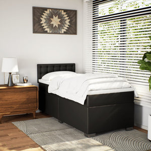 Κρεβάτι Boxspring με Στρώμα Μαύρο 90x190εκ. από Συνθετικό Δέρμα