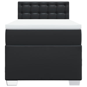 Κρεβάτι Boxspring με Στρώμα Μαύρο 90x190εκ. από Συνθετικό Δέρμα