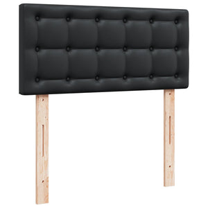 Κρεβάτι Boxspring με Στρώμα Μαύρο 90x190εκ. από Συνθετικό Δέρμα