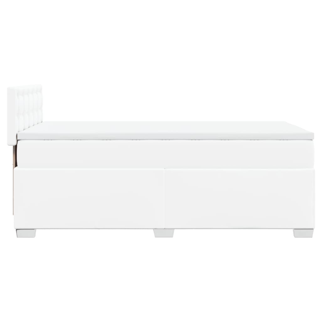 Κρεβάτι Boxspring με Στρώμα Λευκό 90x190εκ. από Συνθετικό Δέρμα
