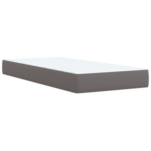 Κρεβάτι Boxspring με Στρώμα Γκρι 90x190 εκ. από Συνθετικό Δέρμα - Pakobazaar