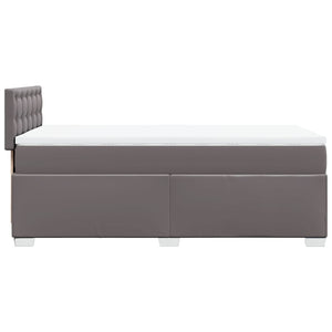 Κρεβάτι Boxspring με Στρώμα Γκρι 90x190 εκ. από Συνθετικό Δέρμα - Pakobazaar