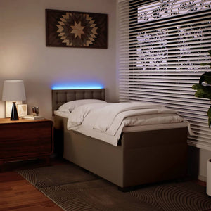 Κρεβάτι Boxspring με Στρώμα Καπουτσίνο 90x190εκ.από Συνθ. Δέρμα - Pakobazaar