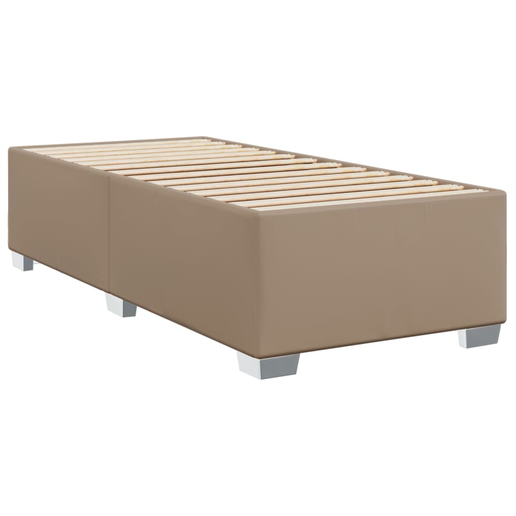 Κρεβάτι Boxspring με Στρώμα Καπουτσίνο 90x190εκ.από Συνθ. Δέρμα