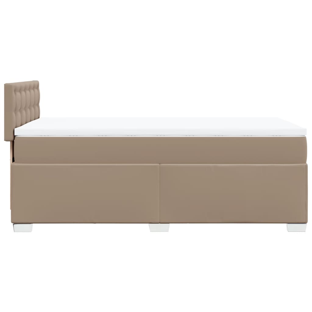 Κρεβάτι Boxspring με Στρώμα Καπουτσίνο 90x190εκ.από Συνθ. Δέρμα