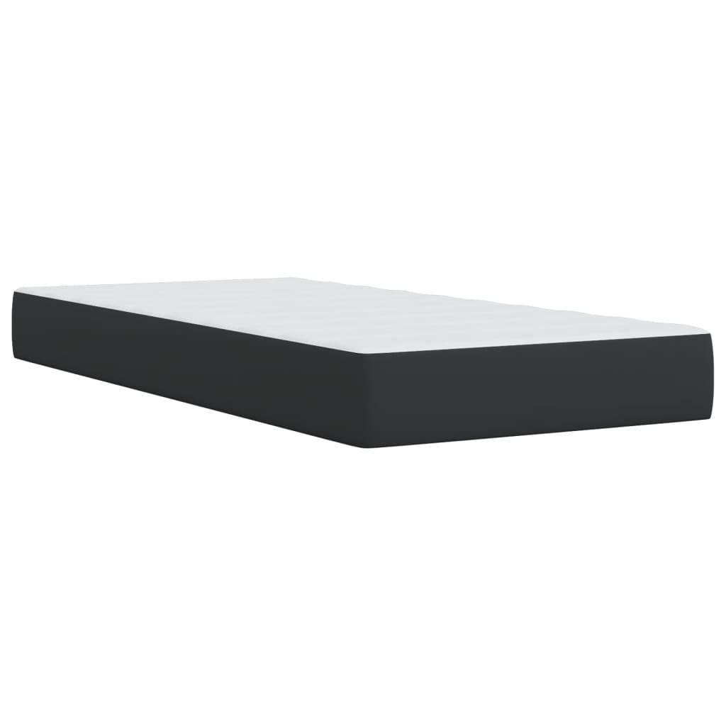 Κρεβάτι Boxspring με Στρώμα Μαύρο 90x200εκ. από Συνθετικό Δέρμα - Pakobazaar