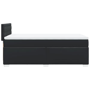 Κρεβάτι Boxspring με Στρώμα Μαύρο 90x200εκ. από Συνθετικό Δέρμα - Pakobazaar