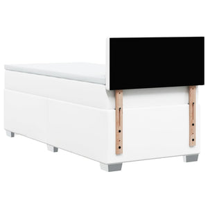 Κρεβάτι Boxspring με Στρώμα Λευκό 90x200εκ. από Συνθετικό Δέρμα - Pakobazaar