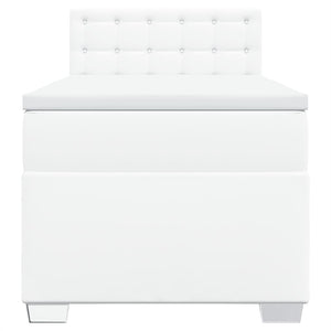 Κρεβάτι Boxspring με Στρώμα Λευκό 90x200εκ. από Συνθετικό Δέρμα - Pakobazaar