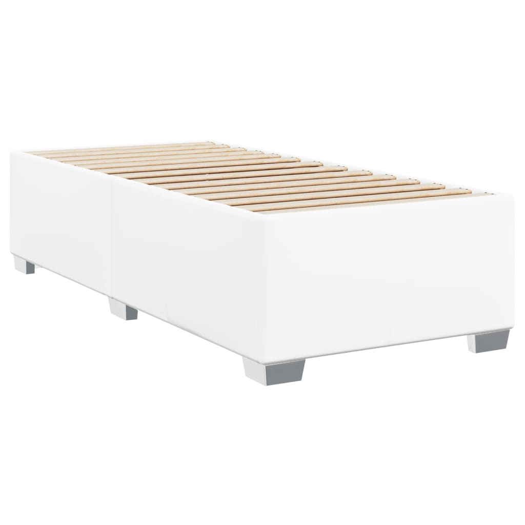 Κρεβάτι Boxspring με Στρώμα Λευκό 90x200εκ. από Συνθετικό Δέρμα - Pakobazaar