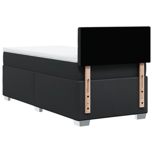 Κρεβάτι Boxspring με Στρώμα Μαύρο 100x200εκ.από Συνθετικό Δέρμα - Pakobazaar