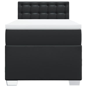 Κρεβάτι Boxspring με Στρώμα Μαύρο 100x200εκ.από Συνθετικό Δέρμα - Pakobazaar