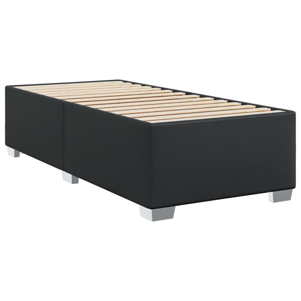 Κρεβάτι Boxspring με Στρώμα Μαύρο 100x200εκ.από Συνθετικό Δέρμα - Pakobazaar