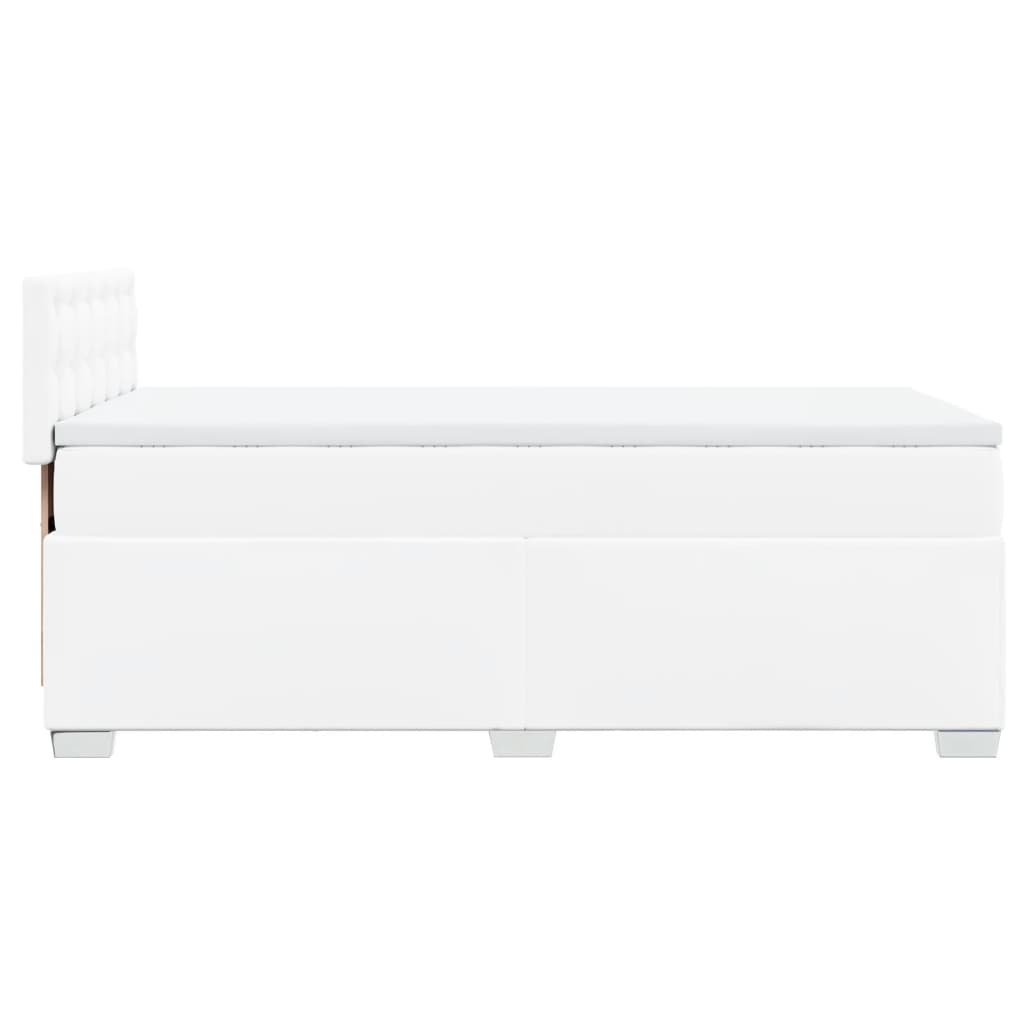 Κρεβάτι Boxspring με Στρώμα Λευκό 100x200εκ.από Συνθετικό Δέρμα - Pakobazaar