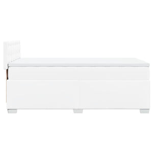 Κρεβάτι Boxspring με Στρώμα Λευκό 100x200εκ.από Συνθετικό Δέρμα - Pakobazaar