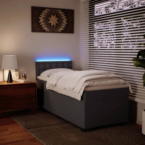 Κρεβάτι Boxspring με Στρώμα Γκρι 100x200εκ. από Συνθετικό Δέρμα - Pakobazaar