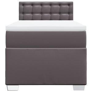 Κρεβάτι Boxspring με Στρώμα Γκρι 100x200εκ. από Συνθετικό Δέρμα - Pakobazaar