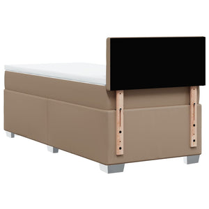 Κρεβάτι Boxspring με Στρώμα Καπουτσίνο 100x200εκ.από Συνθ.Δέρμα - Pakobazaar