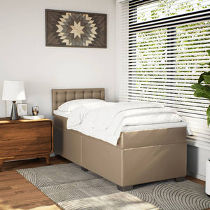 Κρεβάτι Boxspring με Στρώμα Καπουτσίνο 100x200εκ.από Συνθ.Δέρμα - Pakobazaar