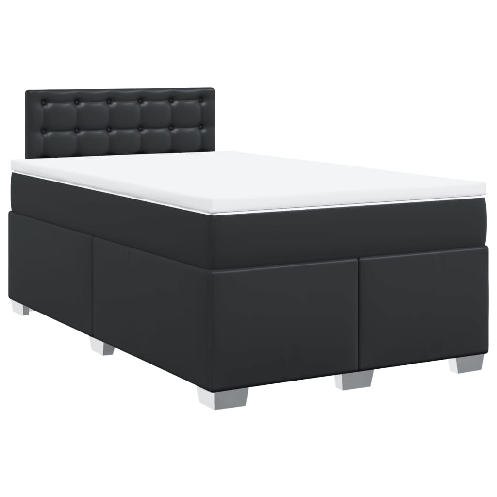 Κρεβάτι Boxspring με Στρώμα Μαύρο 120x190εκ.από Συνθετικό Δέρμα - Pakobazaar