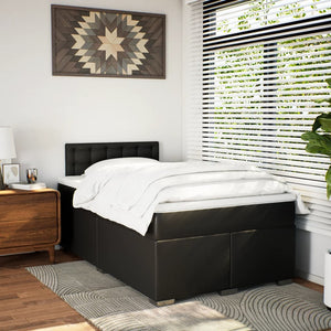 Κρεβάτι Boxspring με Στρώμα Μαύρο 120x190εκ.από Συνθετικό Δέρμα - Pakobazaar