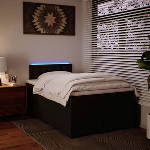 Κρεβάτι Boxspring με Στρώμα Μαύρο 120x190εκ.από Συνθετικό Δέρμα - Pakobazaar