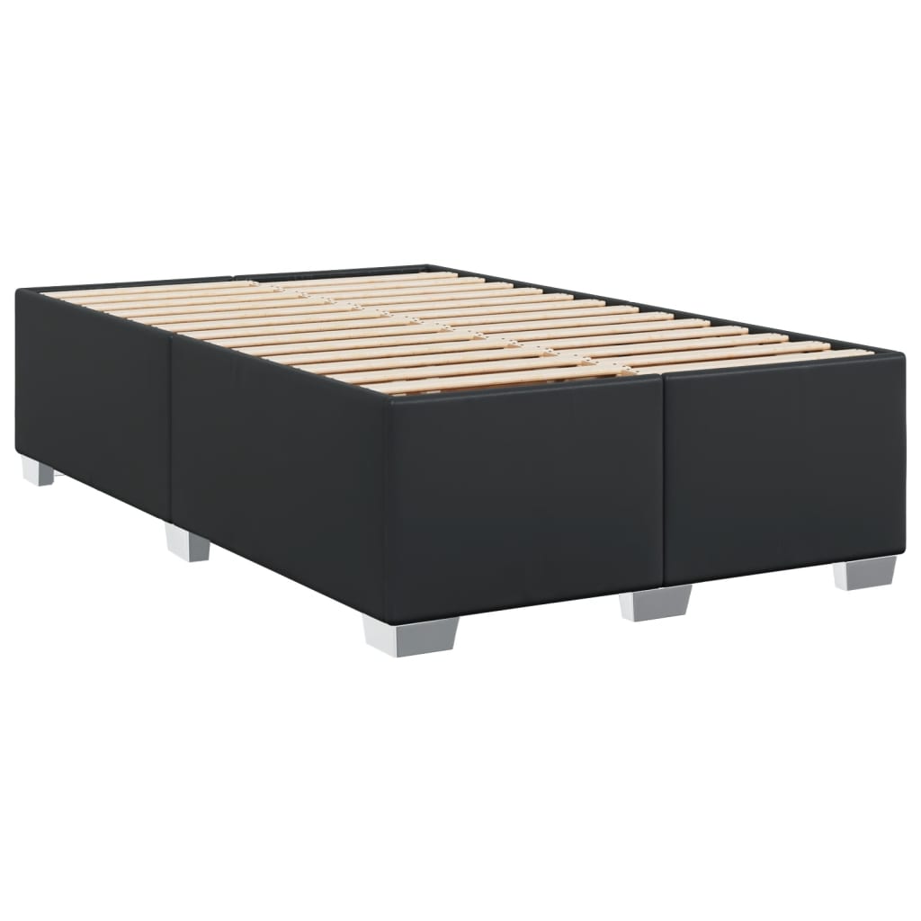 Κρεβάτι Boxspring με Στρώμα Μαύρο 120x190εκ.από Συνθετικό Δέρμα - Pakobazaar