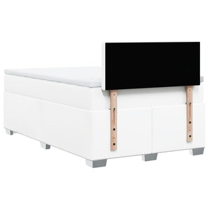 Κρεβάτι Boxspring με Στρώμα Λευκό 120x190εκ.από Συνθετικό Δέρμα - Pakobazaar