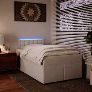 Κρεβάτι Boxspring με Στρώμα Λευκό 120x190εκ.από Συνθετικό Δέρμα - Pakobazaar