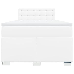 Κρεβάτι Boxspring με Στρώμα Λευκό 120x190εκ.από Συνθετικό Δέρμα - Pakobazaar