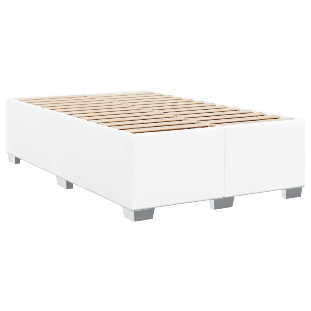 Κρεβάτι Boxspring με Στρώμα Λευκό 120x190εκ.από Συνθετικό Δέρμα - Pakobazaar