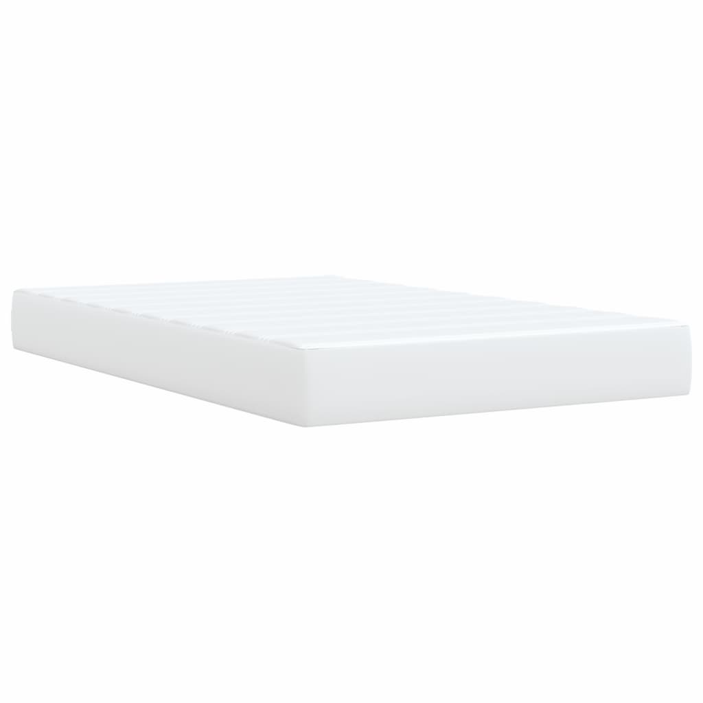 Κρεβάτι Boxspring με Στρώμα Λευκό 120x190εκ.από Συνθετικό Δέρμα - Pakobazaar