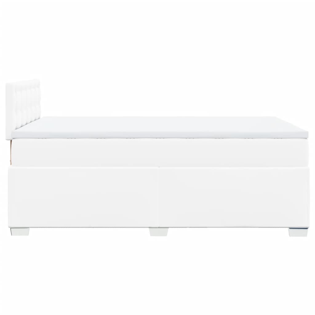 Κρεβάτι Boxspring με Στρώμα Λευκό 120x190εκ.από Συνθετικό Δέρμα - Pakobazaar