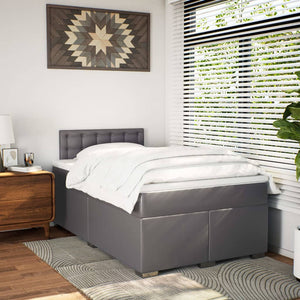 Κρεβάτι Boxspring με Στρώμα Γκρι 120x190εκ. από Συνθετικό Δέρμα - Pakobazaar