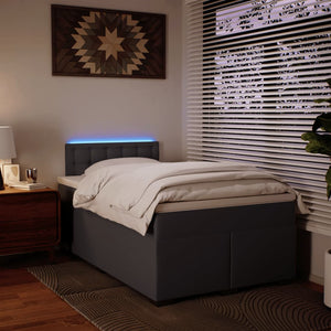 Κρεβάτι Boxspring με Στρώμα Γκρι 120x190εκ. από Συνθετικό Δέρμα - Pakobazaar