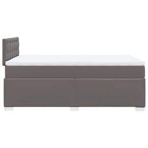 Κρεβάτι Boxspring με Στρώμα Γκρι 120x190εκ. από Συνθετικό Δέρμα - Pakobazaar