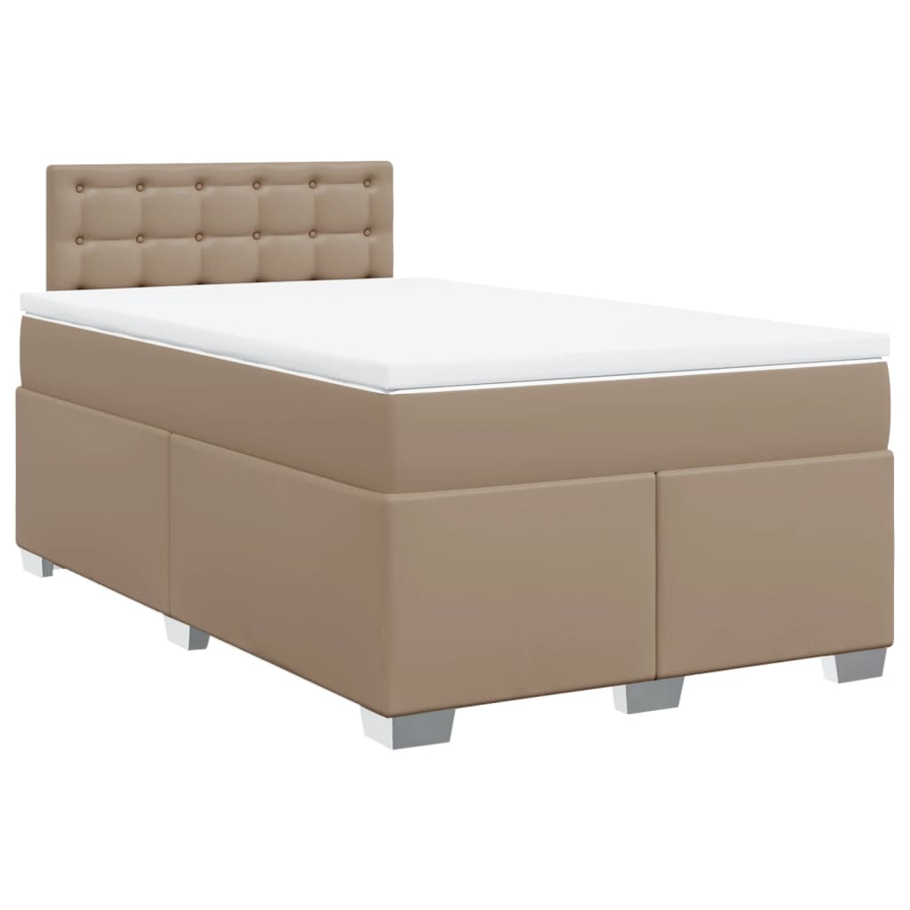Κρεβάτι Boxspring με Στρώμα Καπουτσίνο 120x190εκ.από Συνθ.Δέρμα - Pakobazaar