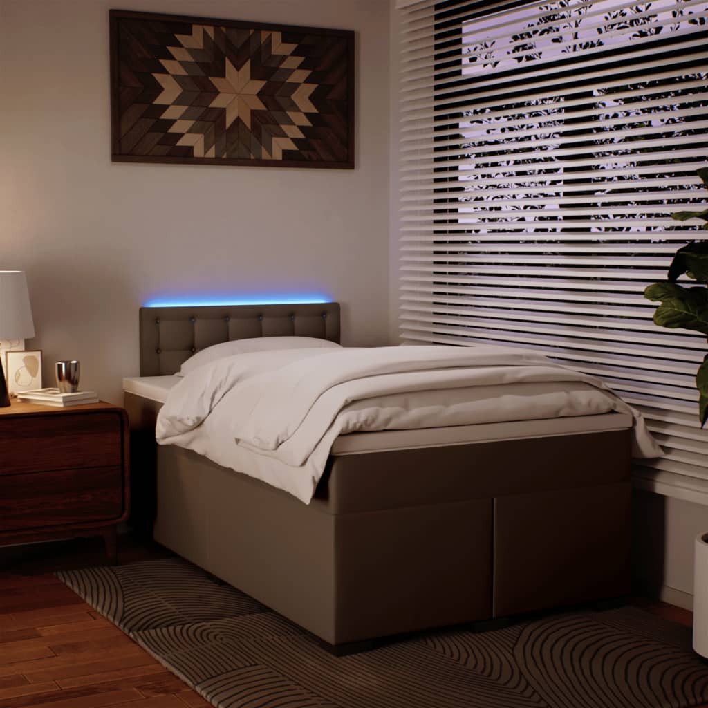 Κρεβάτι Boxspring με Στρώμα Καπουτσίνο 120x190εκ.από Συνθ.Δέρμα - Pakobazaar