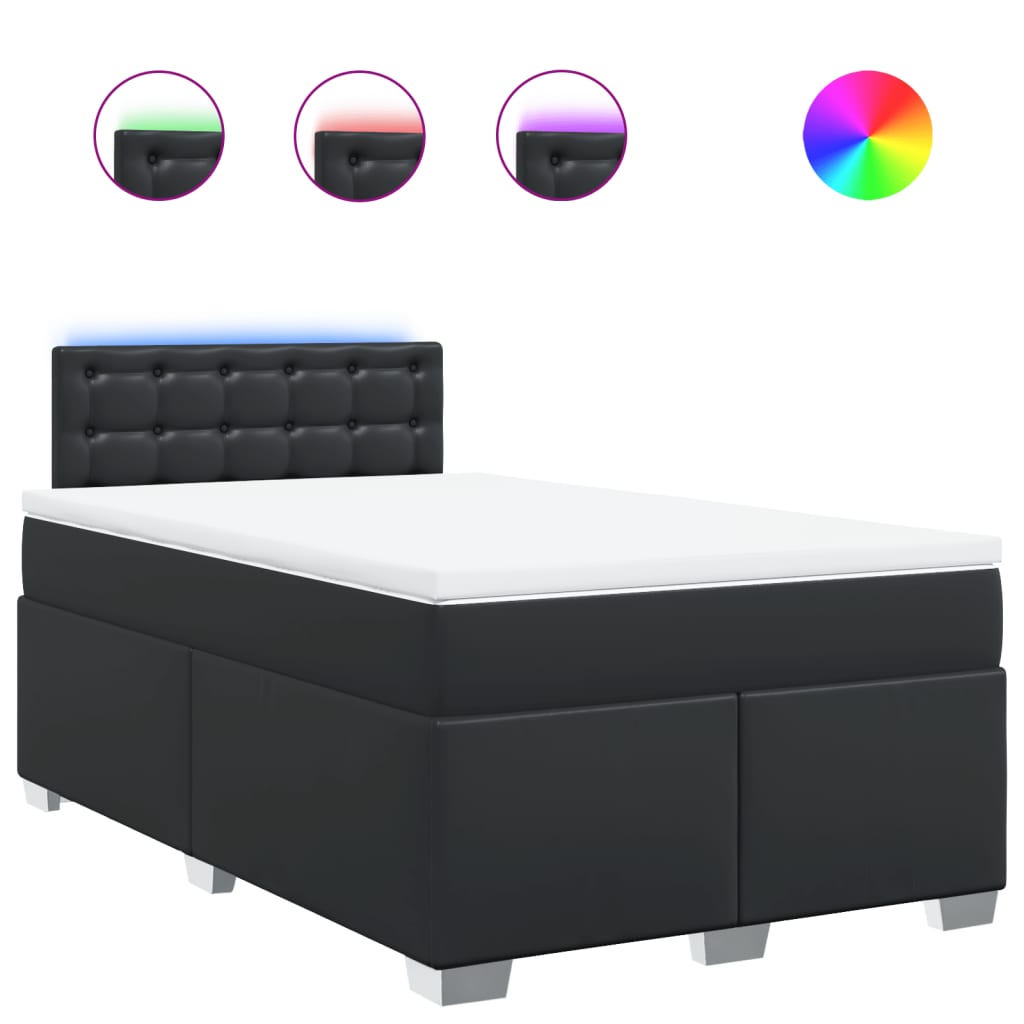 Κρεβάτι Boxspring με Στρώμα Μαύρο 120 x 200 εκ. Συνθετικό Δέρμα - Pakobazaar