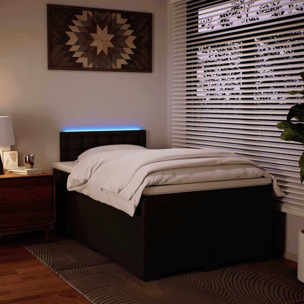 Κρεβάτι Boxspring με Στρώμα Μαύρο 120 x 200 εκ. Συνθετικό Δέρμα - Pakobazaar