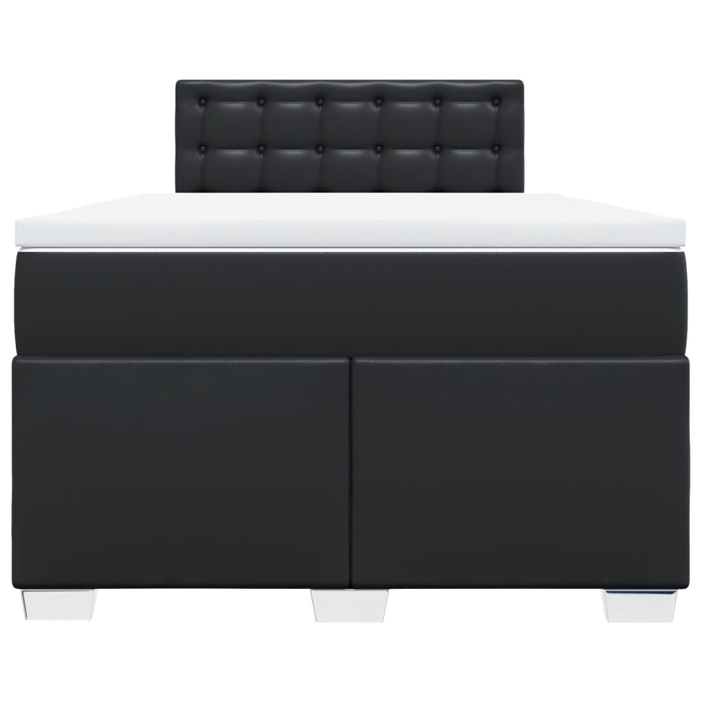 Κρεβάτι Boxspring με Στρώμα Μαύρο 120 x 200 εκ. Συνθετικό Δέρμα - Pakobazaar