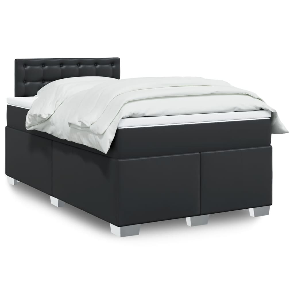 Κρεβάτι Boxspring με Στρώμα Μαύρο 120 x 200 εκ. Συνθετικό Δέρμα - Pakobazaar
