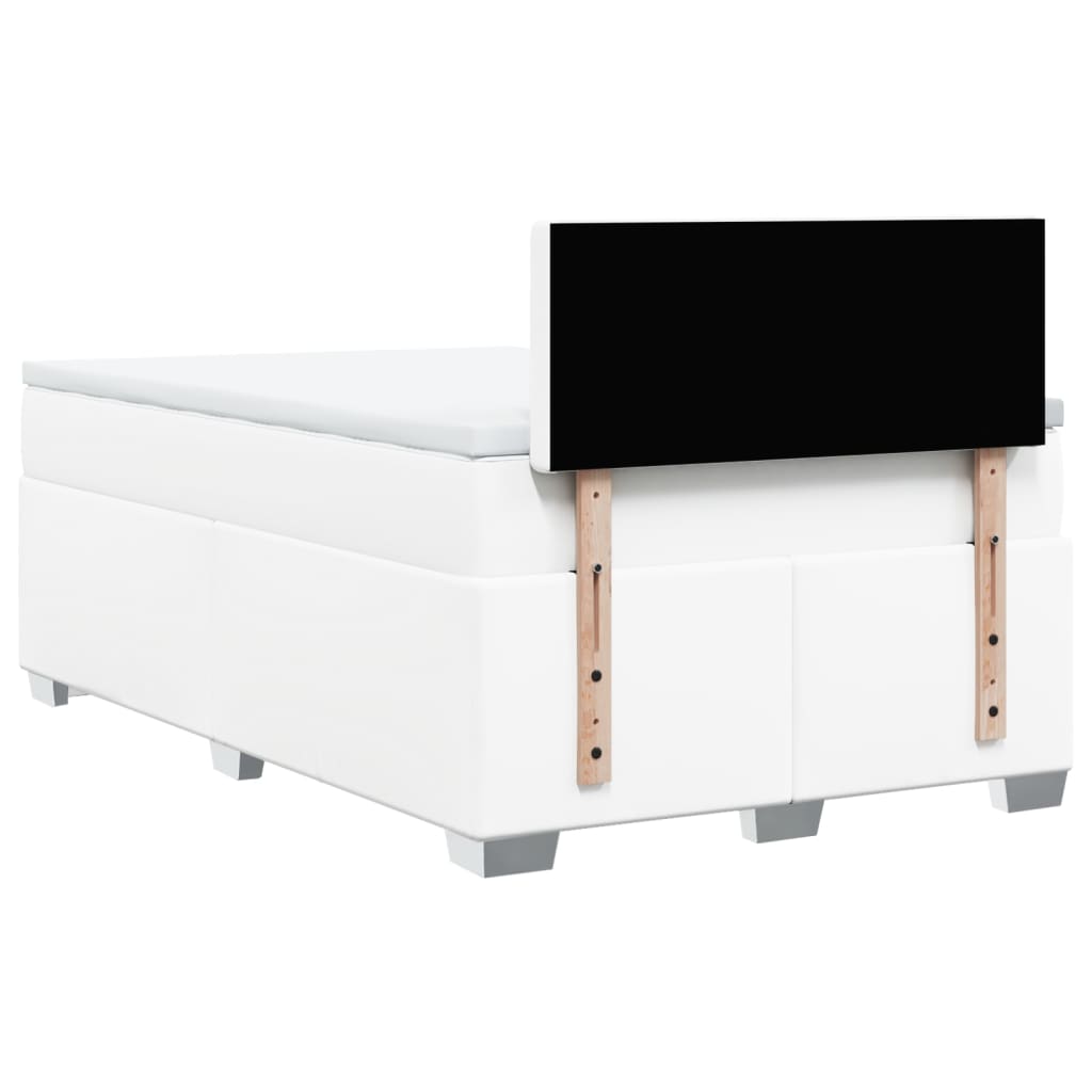 Κρεβάτι Boxspring με Στρώμα Λευκό 120x200εκ.από Συνθετικό Δέρμα - Pakobazaar