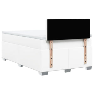 Κρεβάτι Boxspring με Στρώμα Λευκό 120x200εκ.από Συνθετικό Δέρμα - Pakobazaar