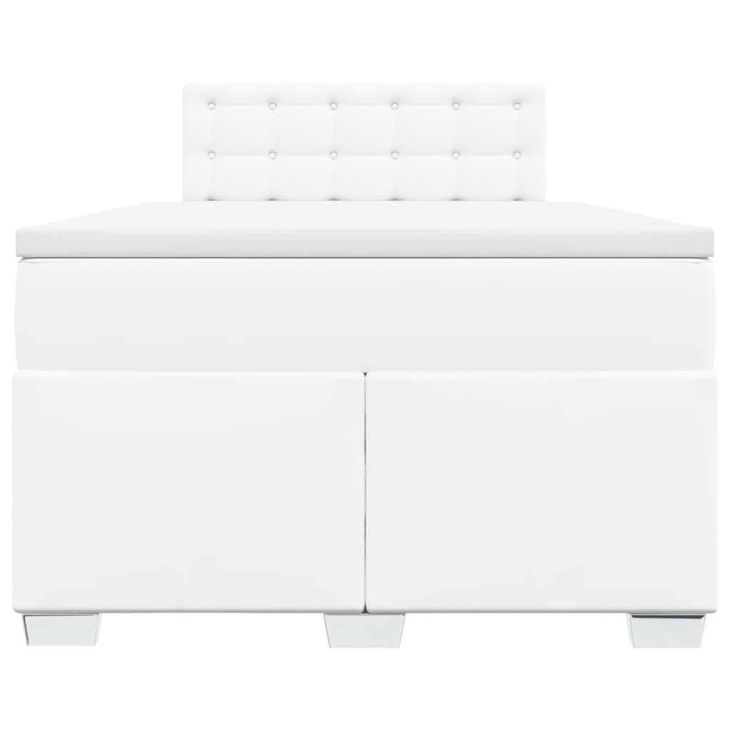 Κρεβάτι Boxspring με Στρώμα Λευκό 120x200εκ.από Συνθετικό Δέρμα - Pakobazaar