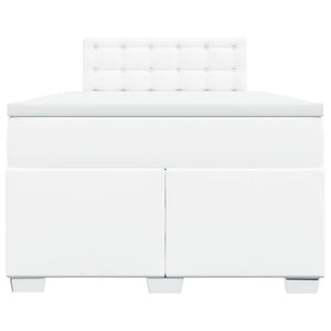 Κρεβάτι Boxspring με Στρώμα Λευκό 120x200εκ.από Συνθετικό Δέρμα - Pakobazaar